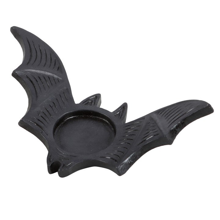 Bat Wings Tealight Holder — Black Resin