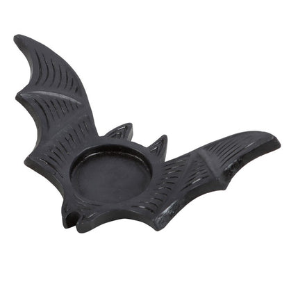 Bat Wings Tealight Holder — Black Resin