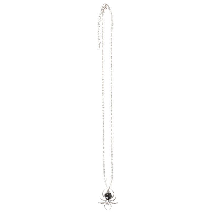 Spider Necklace with Black Obsidian — Stainless Steel