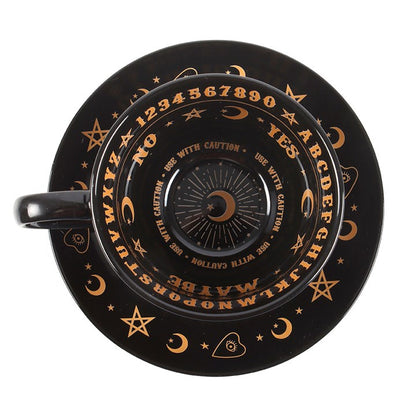 Black Talking Board Teacup and Saucer