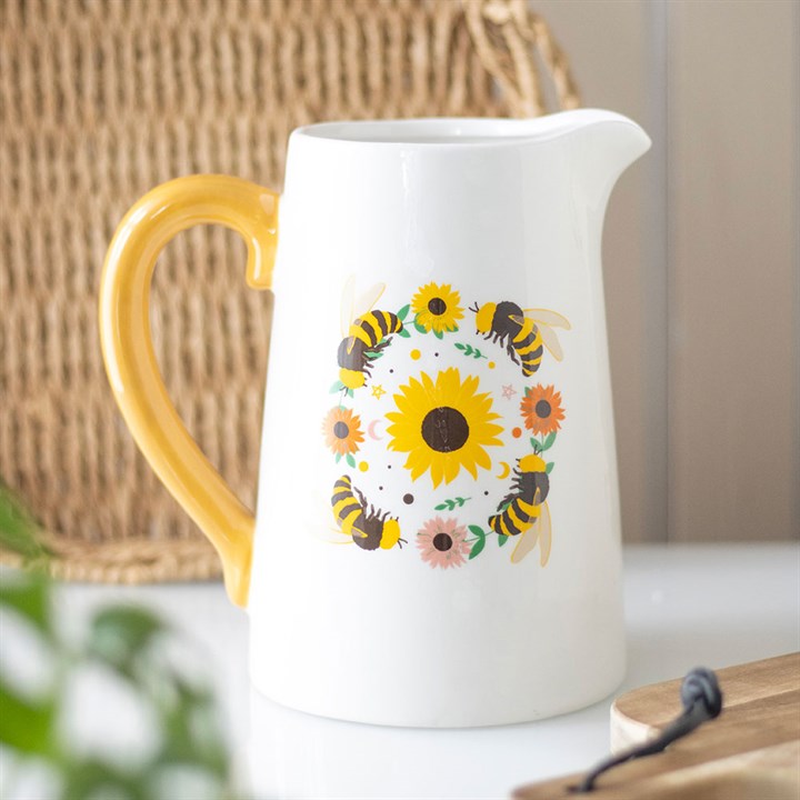 Bee and Sunflower Ceramic Flower Jug