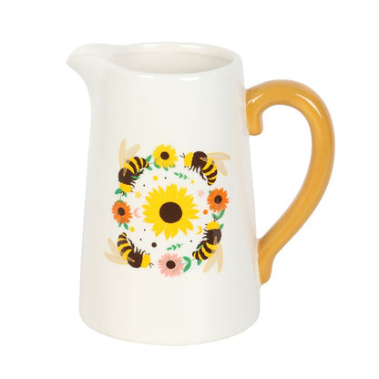 Bee and Sunflower Ceramic Flower Jug