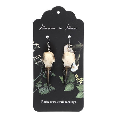 Resin Crow Skull Earrings