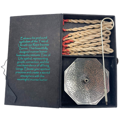 Rope Incense & Silver-Plated Holder Set — Tree of Life