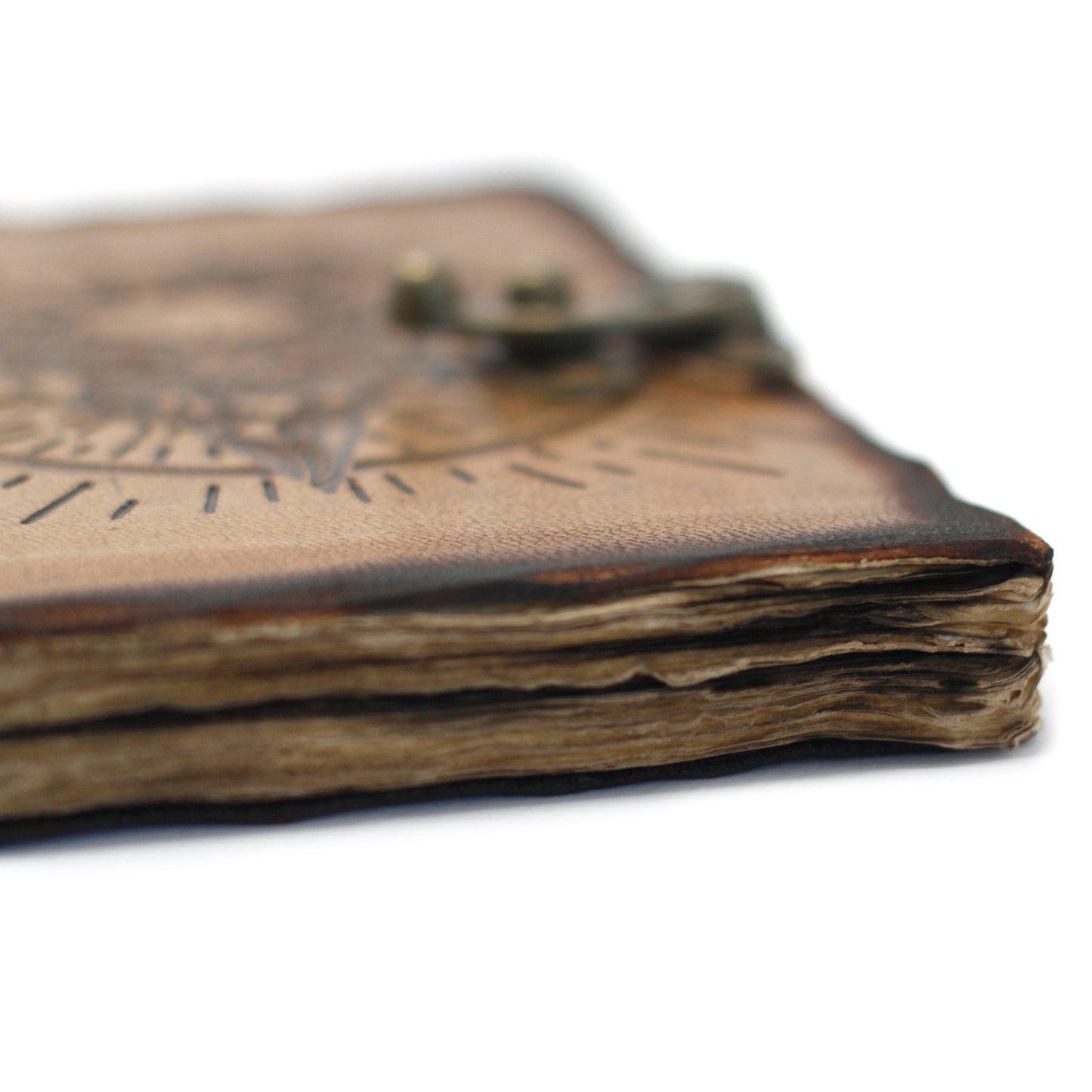 Antiqued Leather Journal — Skull & Serpent, Metal Clasp (200 pages)