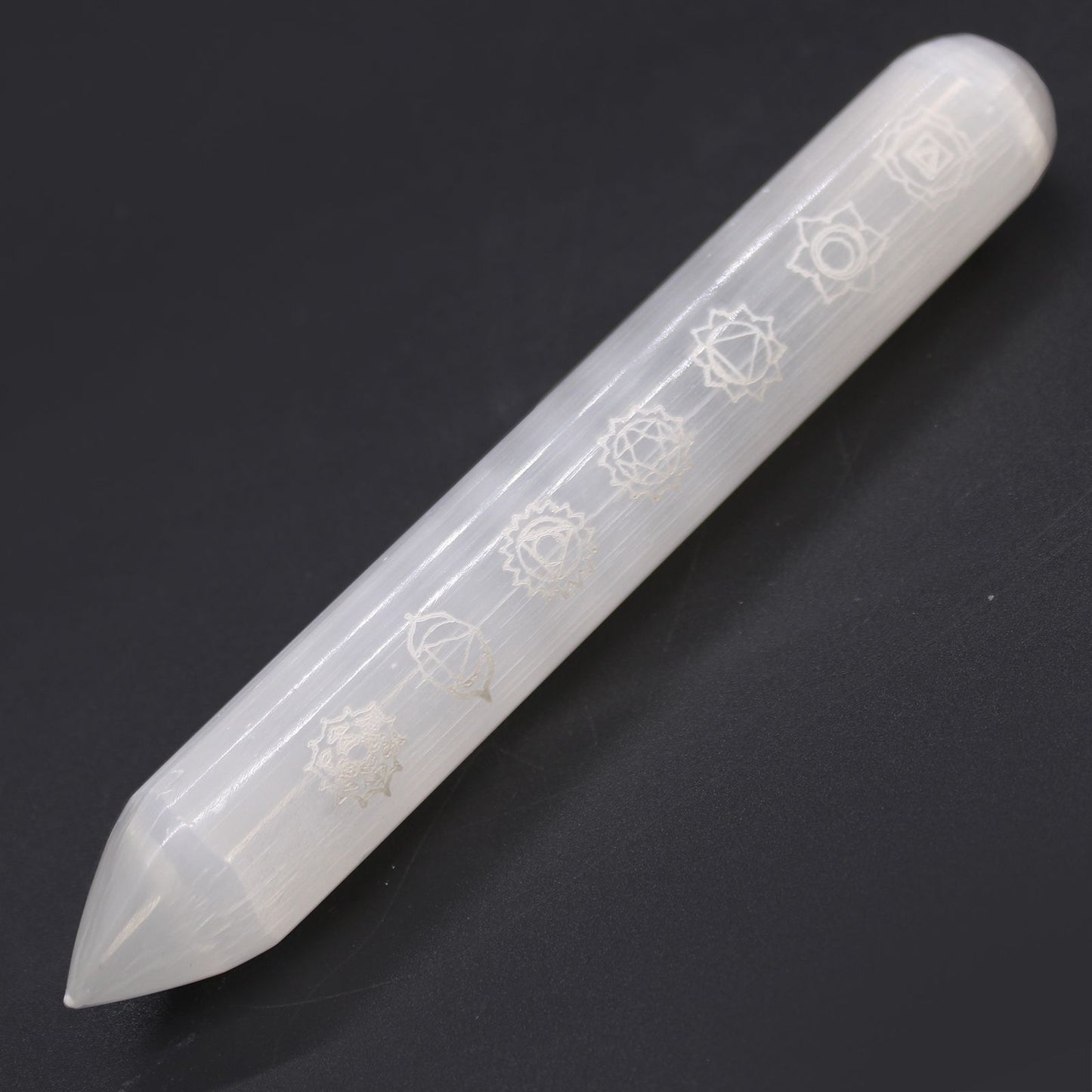 Selenite Wand (16 cm) — 7 Chakra Alignment