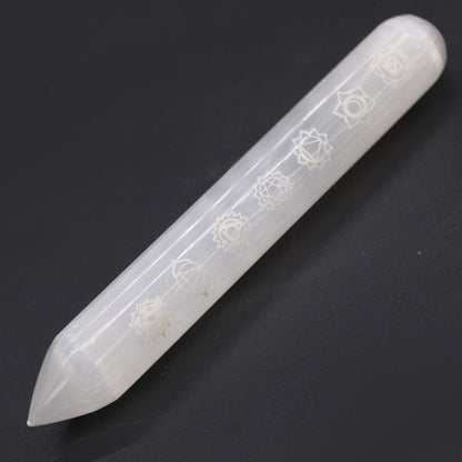 Selenite Wand (16 cm) — 7 Chakra Alignment