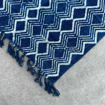 Handmade Indigo Runner — Heerak Pattern (170 × 60 cm)