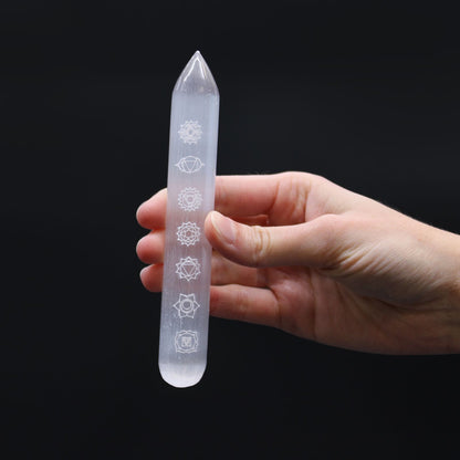 Selenite Wand (16 cm) — 7 Chakra Alignment