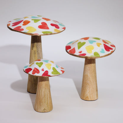 Med Wooden Mushroom - Pastel Hearts