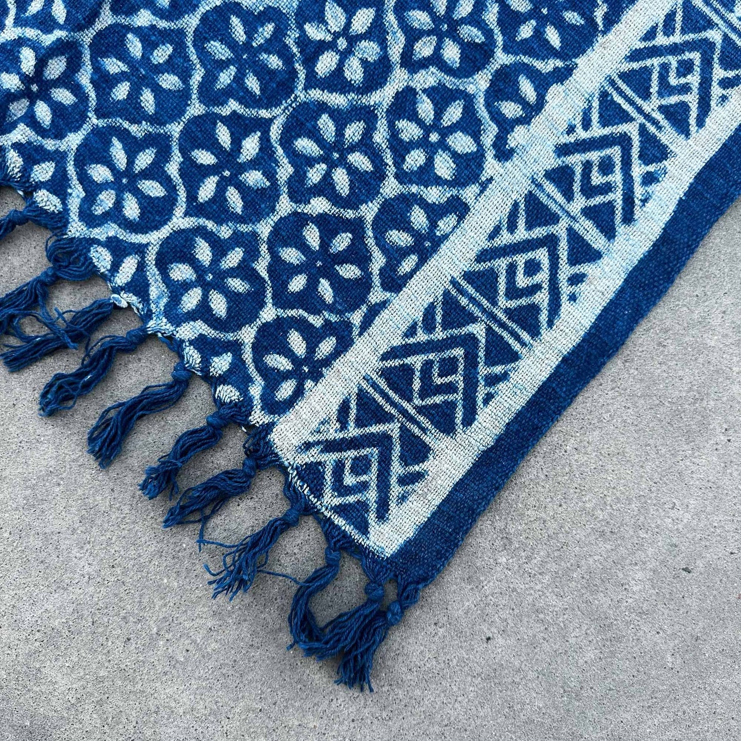 Handmade Indigo Runner — Madjid Tiles (170 × 60 cm)