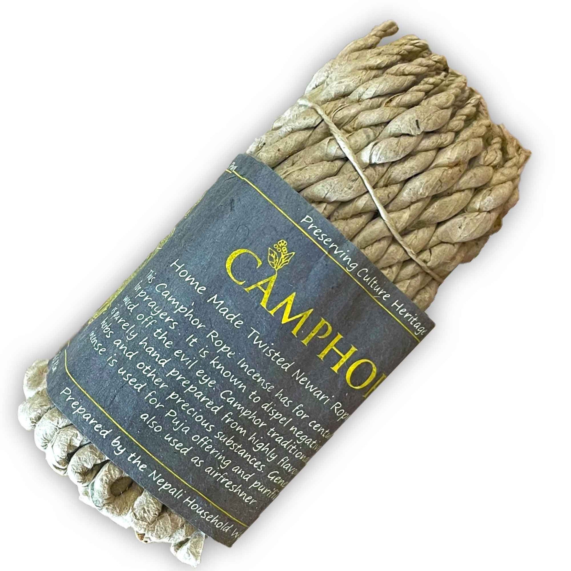 Camphor rope with a label on a white background
