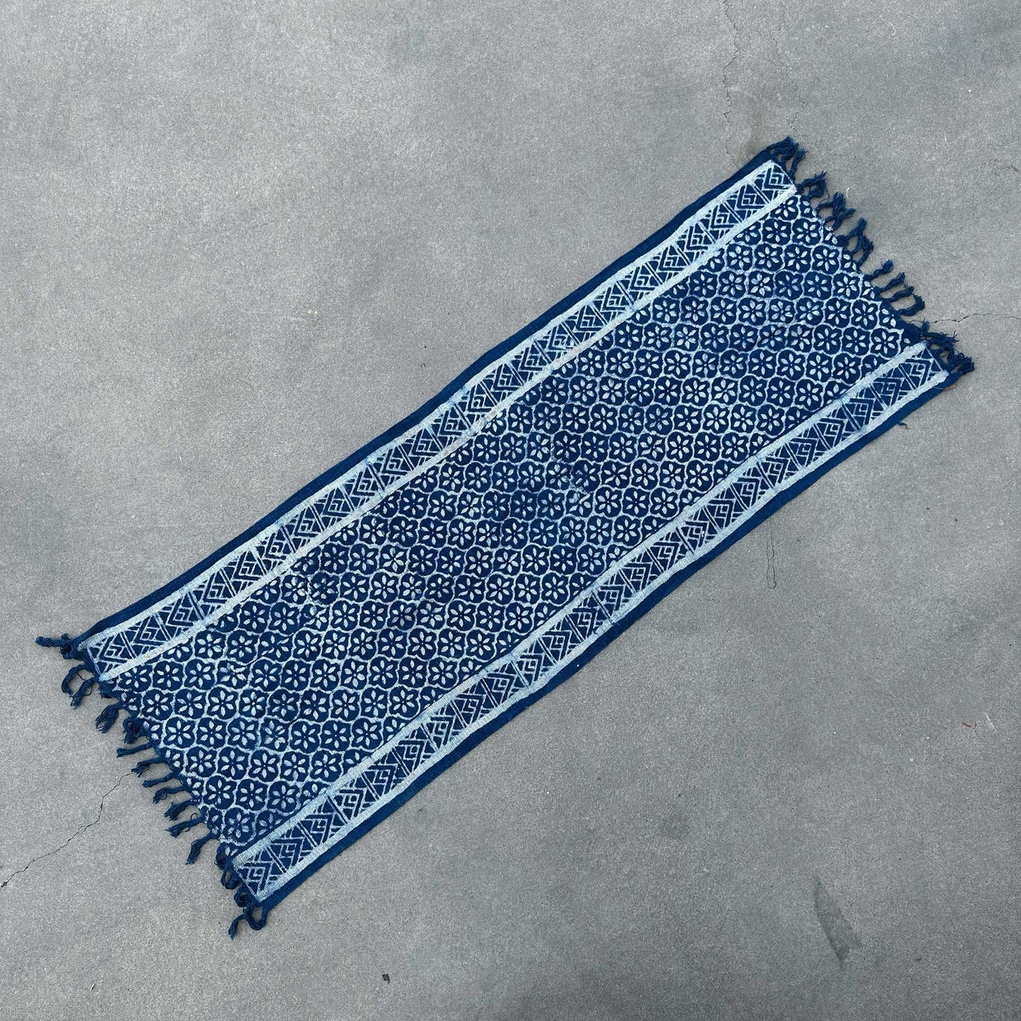 Handmade Indigo Runner — Madjid Tiles (170 × 60 cm)