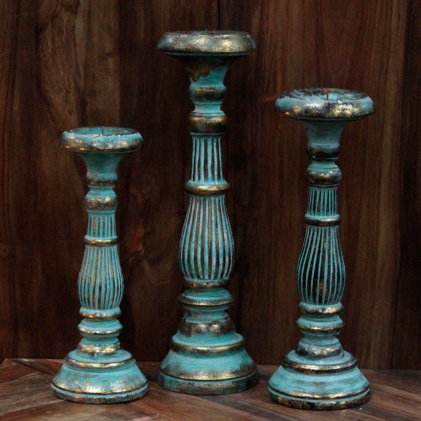 Medium Candle Stand — Turquoise Gold
