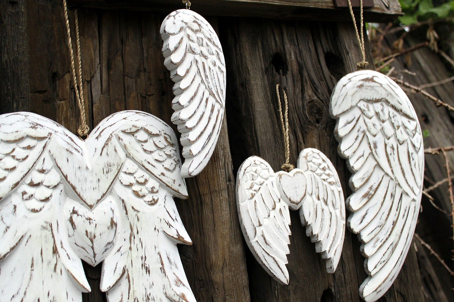 Hand Crafted Double Angel Wing & Heart - 24cm