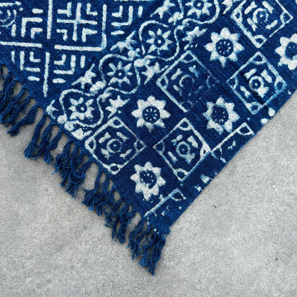Handmade Indigo Throw — Desi Stripes (170 × 120 cm