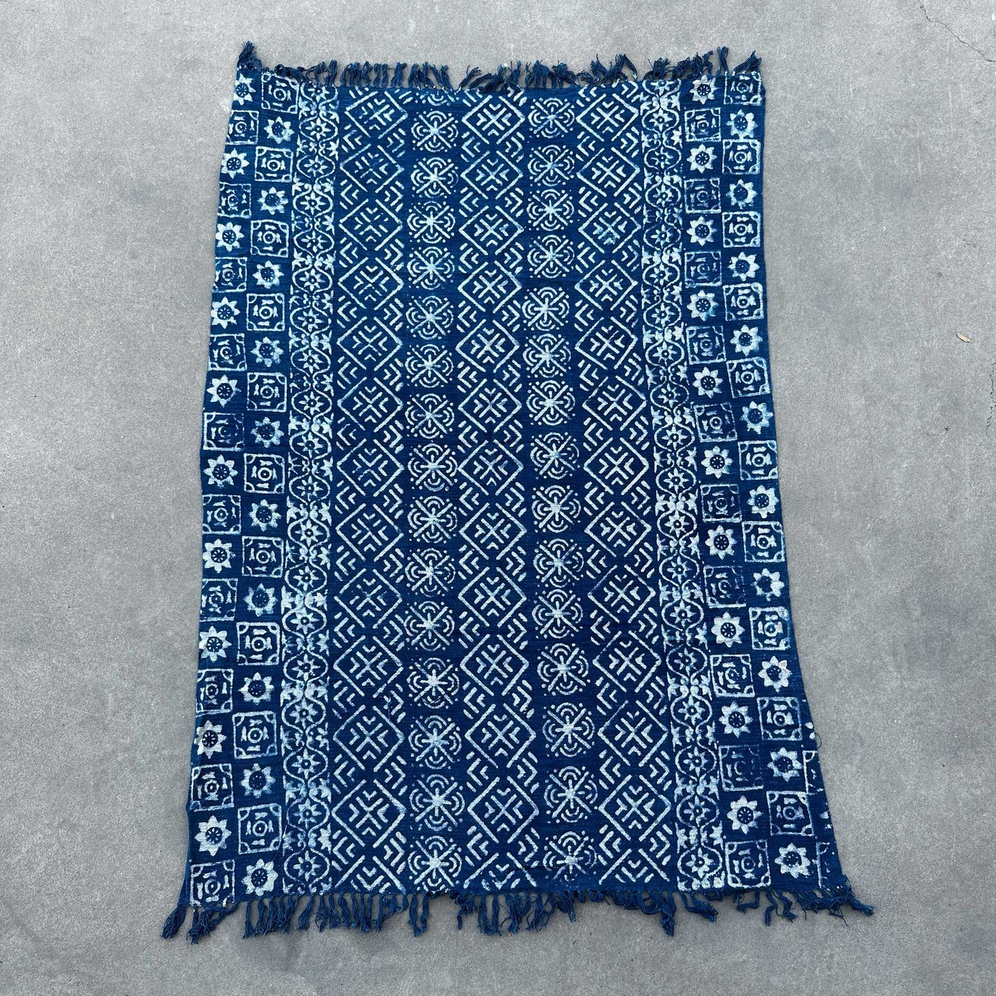 Handmade Indigo Throw — Desi Stripes (170 × 120 cm