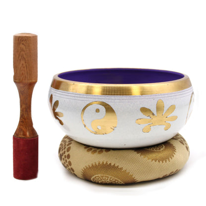 Large Yin & Yang Singing Bowl Set — White & Purple
