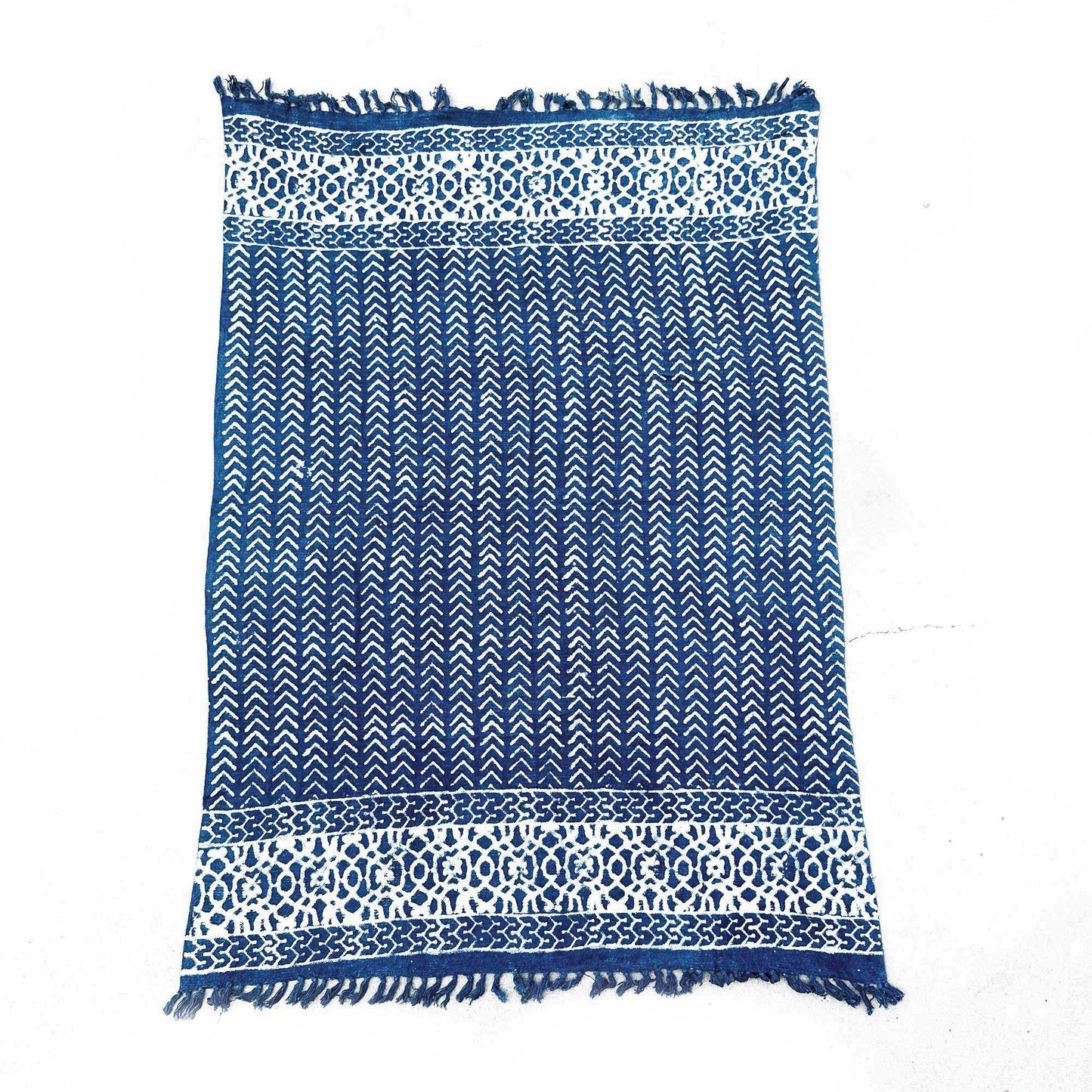 Handmade Indigo Throw — Seedha Arrows (170 × 120 cm)