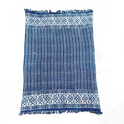 Handmade Indigo Throw — Seedha Arrows (170 × 120 cm)