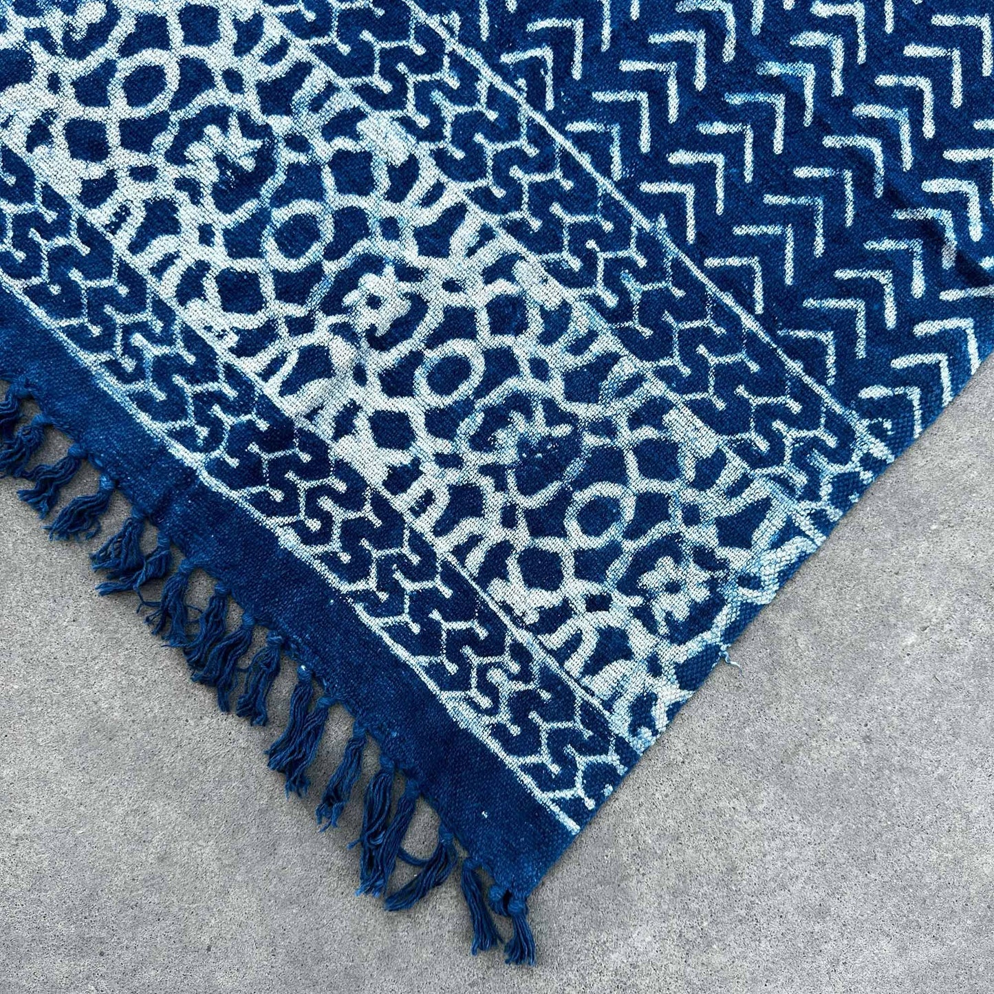 Handmade Indigo Throw — Seedha Arrows (170 × 120 cm)