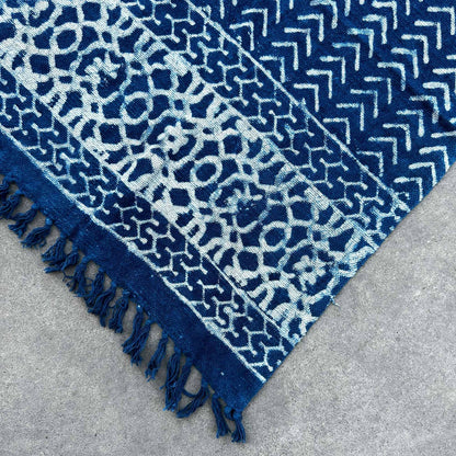 Handmade Indigo Throw — Seedha Arrows (170 × 120 cm)