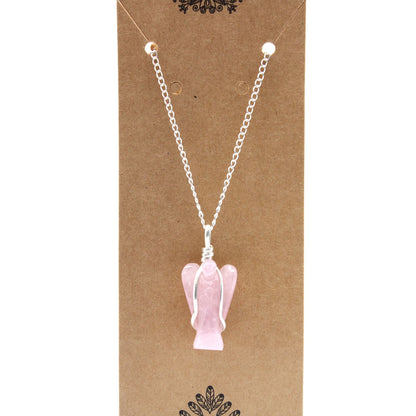 Gemstone Guardian Angel Pendant - Rose Quartz