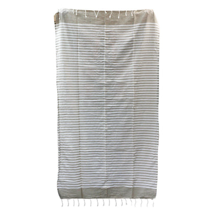 Handcrafted Cotton Pareo / Throw — Natural Stripe (100 × 180 cm)