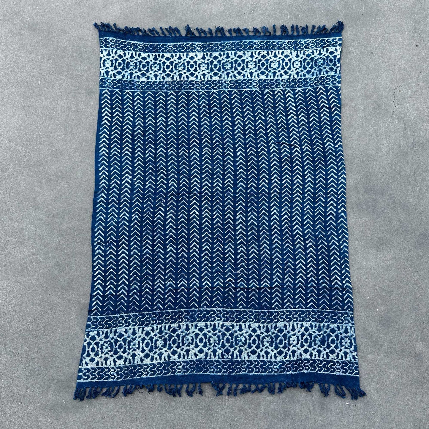 Handmade Indigo Throw — Seedha Arrows (170 × 120 cm)