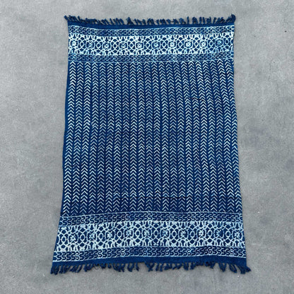 Handmade Indigo Throw — Seedha Arrows (170 × 120 cm)