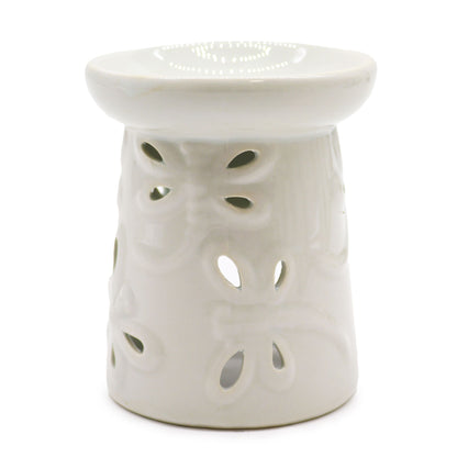 Ceramic Oil Burner — White Dragonfly Glow