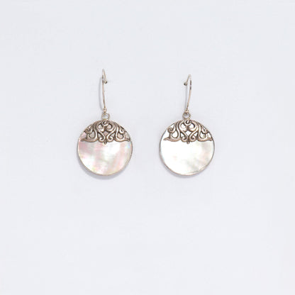 Shell & Silver Earrings - Classic Disc - MOP