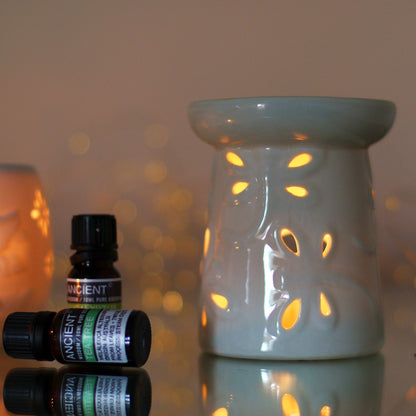 Ceramic Oil Burner — White Dragonfly Glow