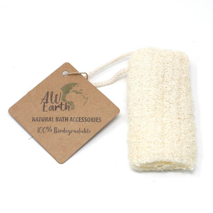 Natural Loofah Scrub on Rope — 5" / 12.7 cm