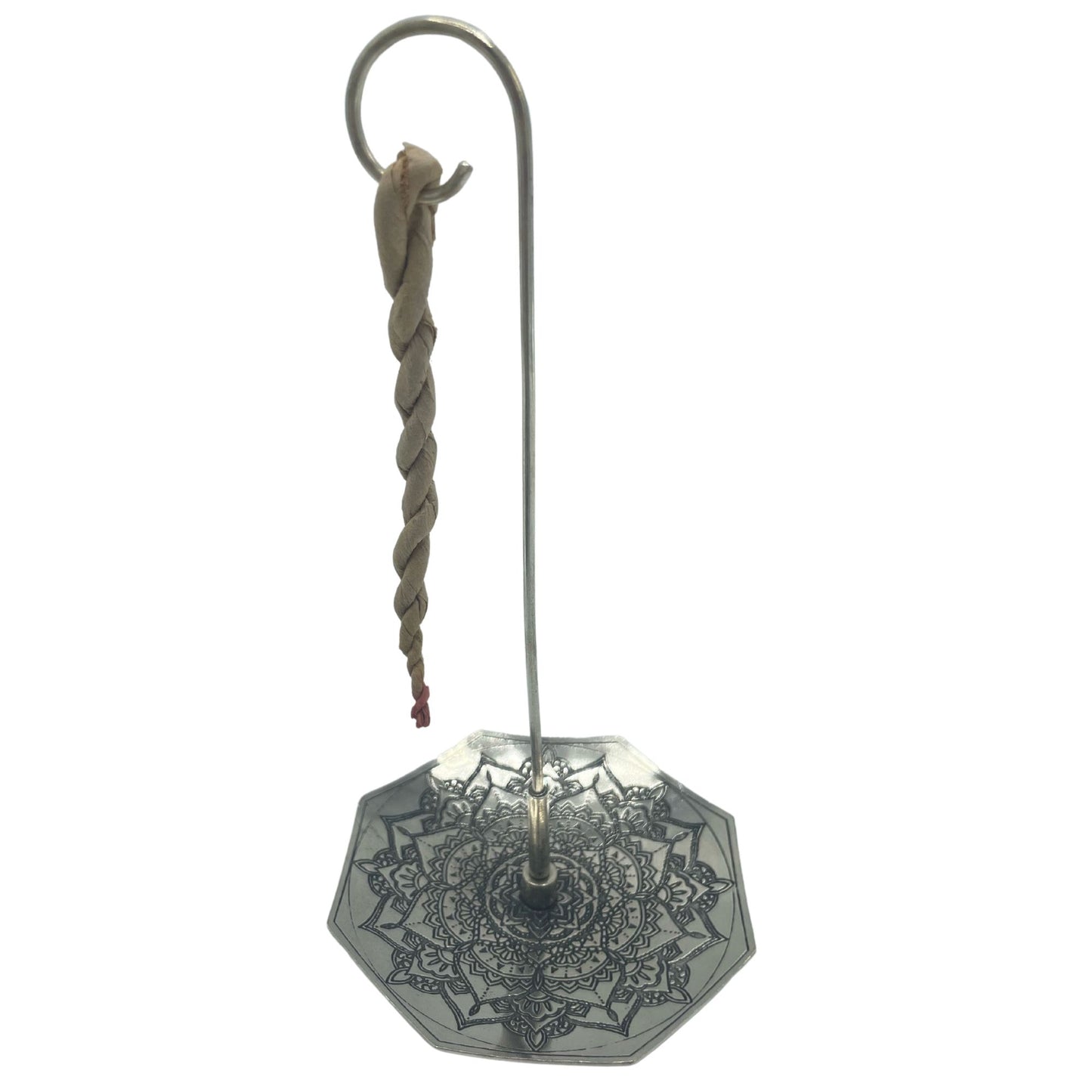 Rope Incense & Silver-Plated Holder Set — Mandala Flower