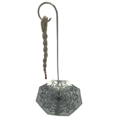 Rope Incense & Silver-Plated Holder Set — Mandala Flower