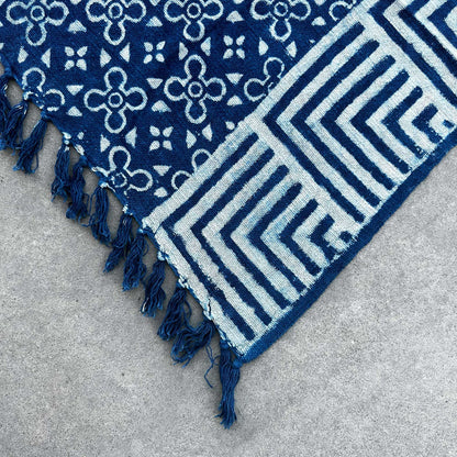 Handmade Indigo Throw — Kasba Tiles (170 × 120 cm