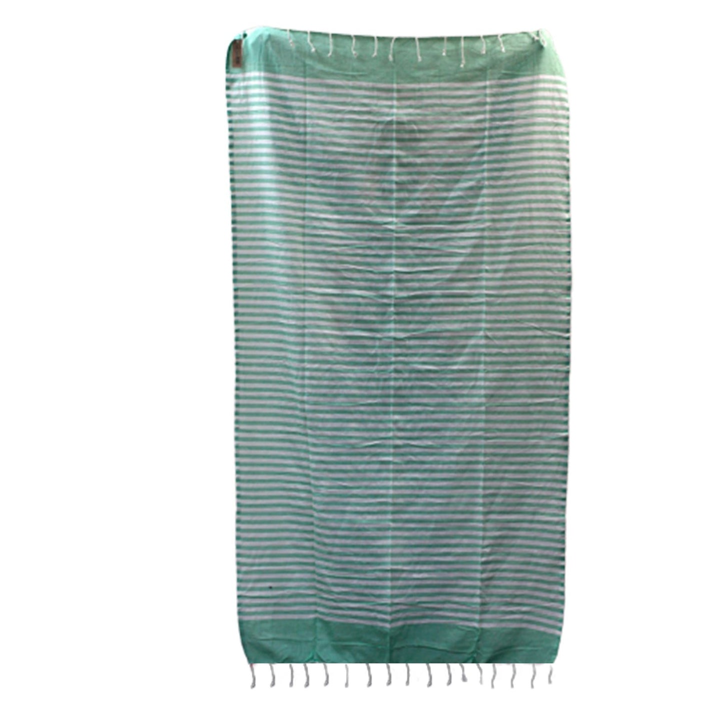 Handcrafted Cotton Pareo / Throw — Sage Stripe (100 × 180 cm)