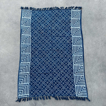 Handmade Indigo Throw — Kasba Tiles (170 × 120 cm