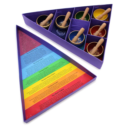 Chakra Pyramid Singing Bowl Gift Set — 7 Bowls for Chakra Healing
