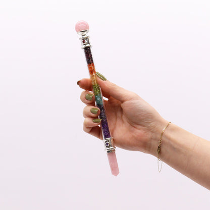 7 Chakra Crystal Healing Wand — Rose Quartz