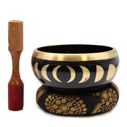 Large Moon Phase Singing Bowl Set – Black (14 cm)