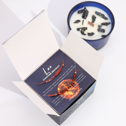 Leo Zodiac Crystal Candle & Bracelet — Frosted Citrine & Ginger