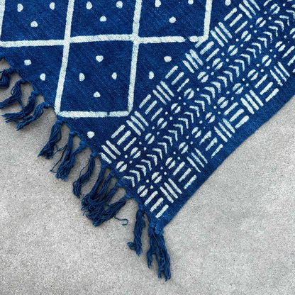 Handmade Indigo Throw — Midnight Heerak (170 × 120 cm)