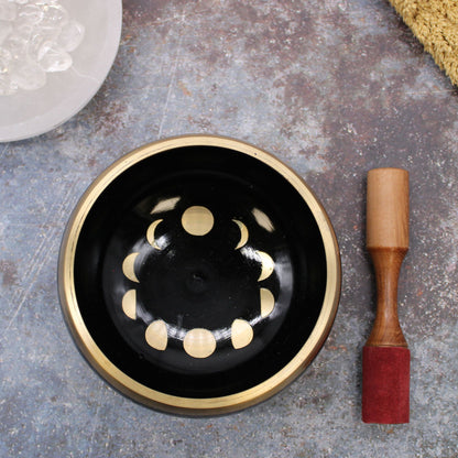 Large Moon Phase Singing Bowl Set – Black (14 cm)