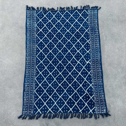 Handmade Indigo Throw — Midnight Heerak (170 × 120 cm)