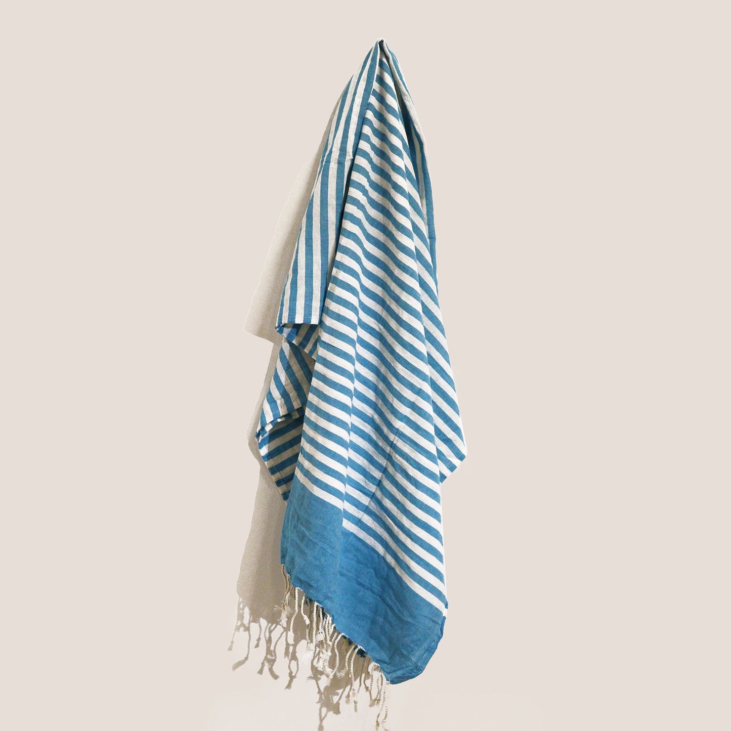 Handcrafted Cotton Pareo / Throw — Ocean Stripe (100 × 180 cm)