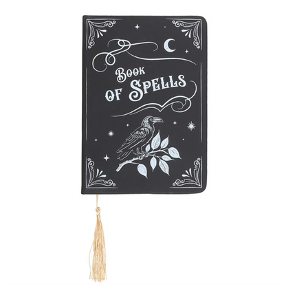 Mystic Raven “Book of Spells” A5 Lined Notebook — 200 Pages (Tassel Bookmark)