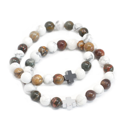 Gemstone Friendship Bracelets — Picasso Jasper & White Howlite (Set of 2)