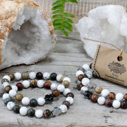 Gemstone Friendship Bracelets — Picasso Jasper & White Howlite (Set of 2)